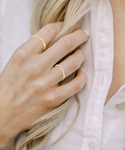 Gold Plated Stacking Ring Set Heart CZ Size 8