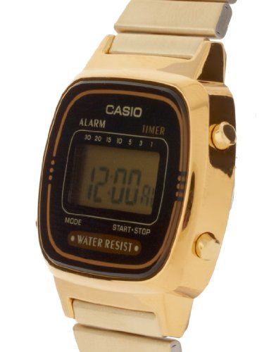 Gold Tone Digital Ladies Watch with Retro Style