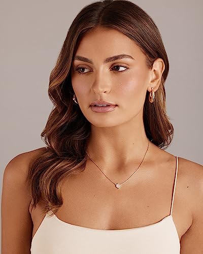 PAVOI Rose Quartz Pendant Necklace | Dainty Gold Chain