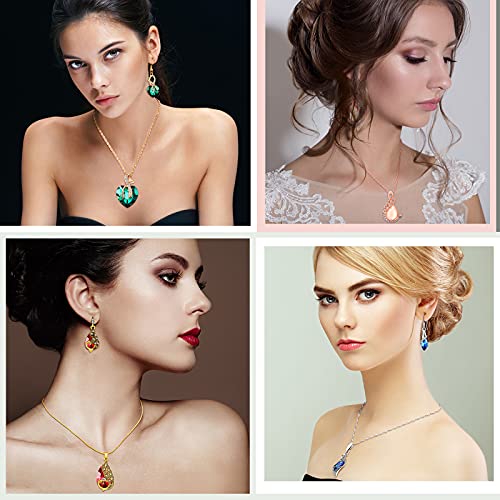 Peacock Jewelry Set: Crystal Necklace & Earrings