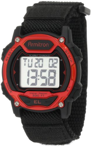 Armitron Sport Unisex Silver-Tone Red Chronograph Watch