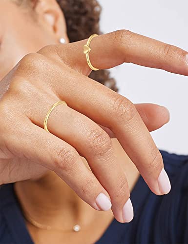 Gold Plated Stacking Ring Set Heart CZ Size 8