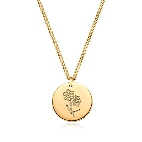 Birth Month Flower Necklace: 18K Gold Plated, Daffodil