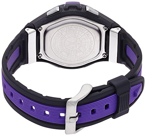Purple Accented Black Resin Digital Chronograph Watch Women's
