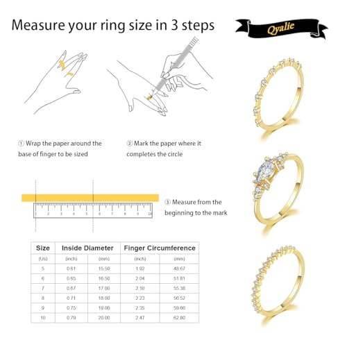 Qyalie 14K Gold Stackable Rings Set CZ Fashion