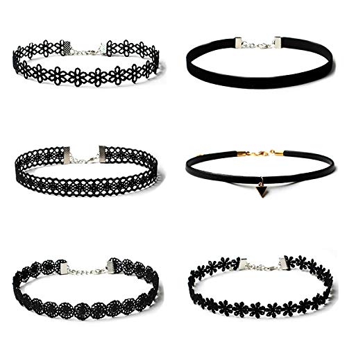 Maxforever Set of 6 Black Velvet Choker Necklaces