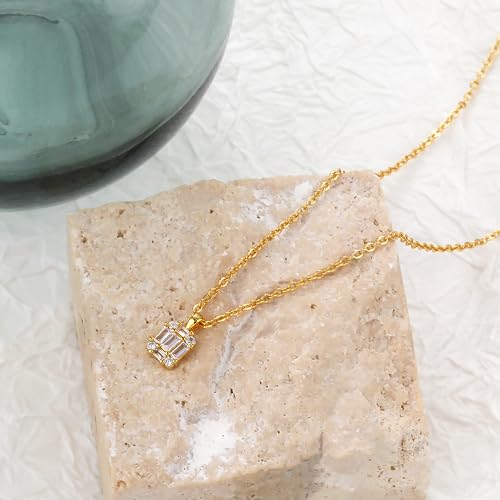 Tewiky Cute CZ Pendant Necklace, Gold Jewelry