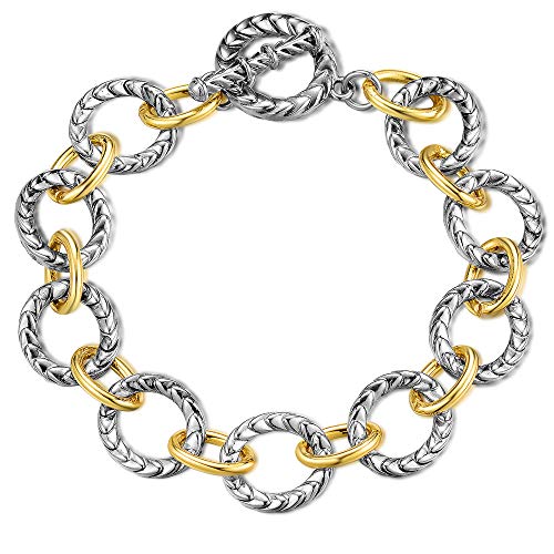 Mytys 2-Tone Circles Chain Bracelet: Designer Styled Statement