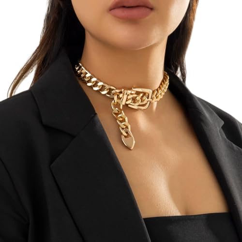 Gold Chunky Chain Choker Necklace for Women - Jewelry