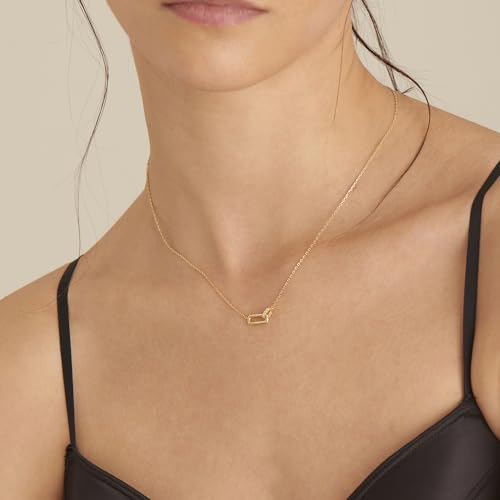 Gold Interlock Paperclip Pendant Necklace for Women