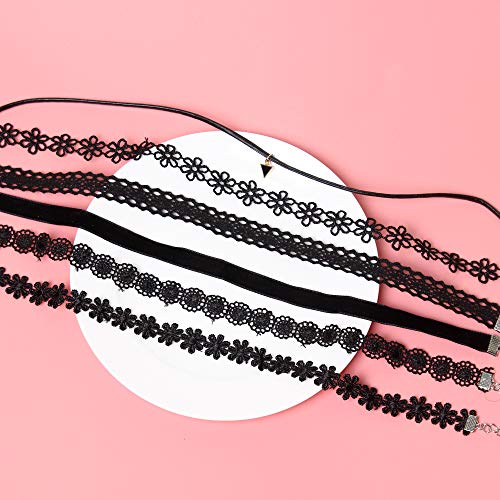Maxforever Set of 6 Black Velvet Choker Necklaces
