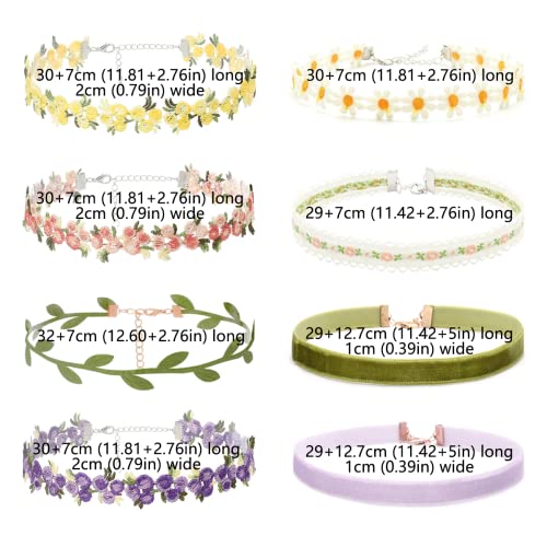 Colorful Velvet Choker Necklace Set for Women - 8PCS