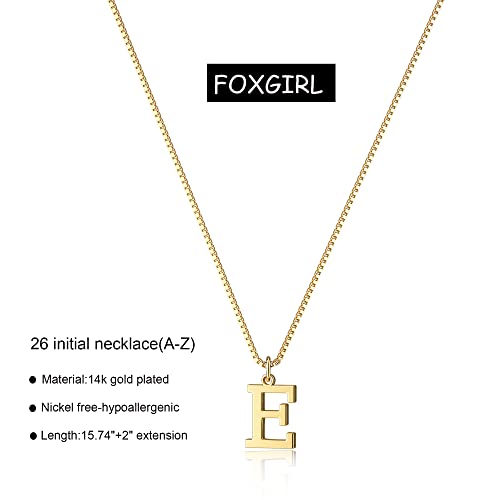 Foxgirl Initial Necklace, 14K Real Gold Letter Pendant