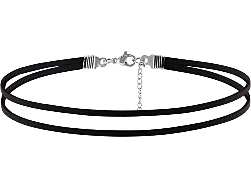 Goth Hippie Black Faux Leather Choker, Dainty Necklace