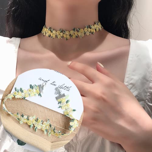 Colorful Velvet Choker Necklace Set for Women - 8PCS