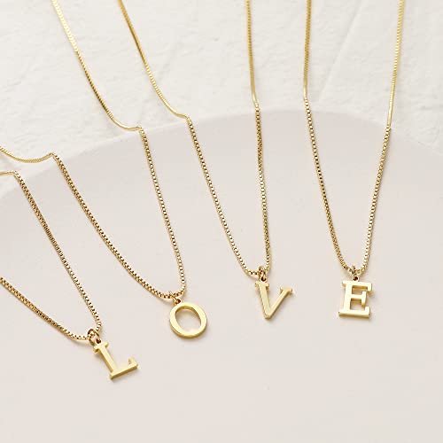Foxgirl Initial Necklace, 14K Real Gold Letter Pendant