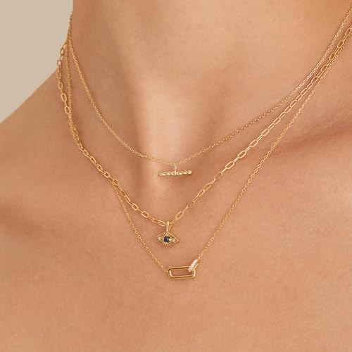 Gold Interlock Paperclip Pendant Necklace for Women