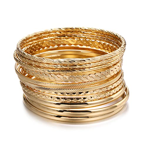 Gold Plated Indian Boho Bangle Stackable Bracelets Women