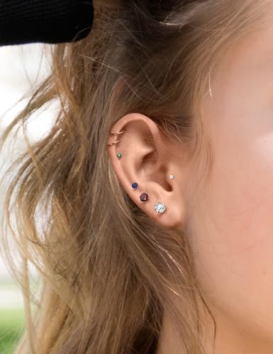 12 Pairs Silver CZ Stud Earrings Set