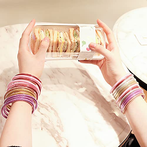 Glitter Jelly Bangles Bracelets Set for Women and Girls