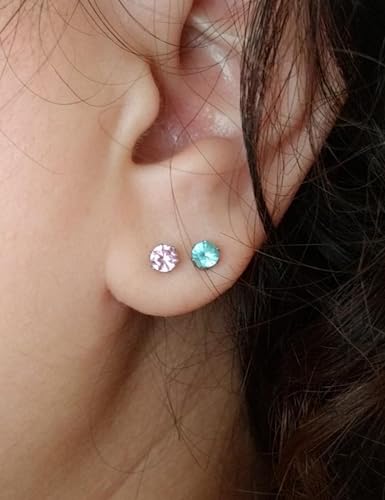 12 Pairs Silver CZ Stud Earrings Set