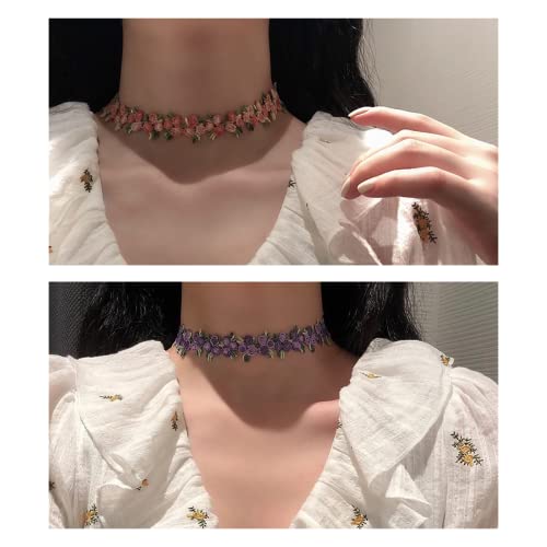 Colorful Velvet Choker Necklace Set for Women - 8PCS