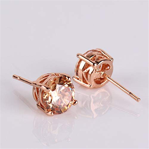 Rose Gold Yellow Crystal Eternity Stud Earring Set