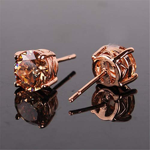 Rose Gold Yellow Crystal Eternity Stud Earring Set