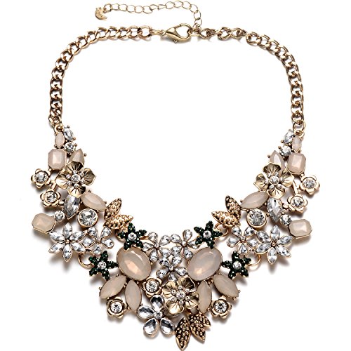 Floral Bib Necklace: Women's Chunky Antique Gold