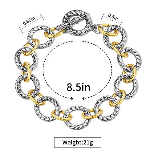 Mytys 2-Tone Circles Chain Bracelet: Designer Styled Statement