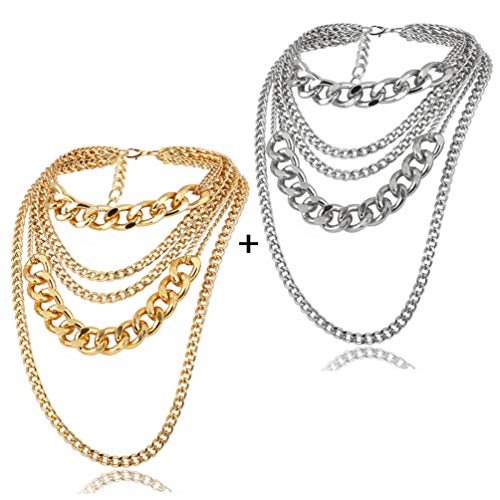 Chunky Punk Chain Multilayer Statement Collar Necklace