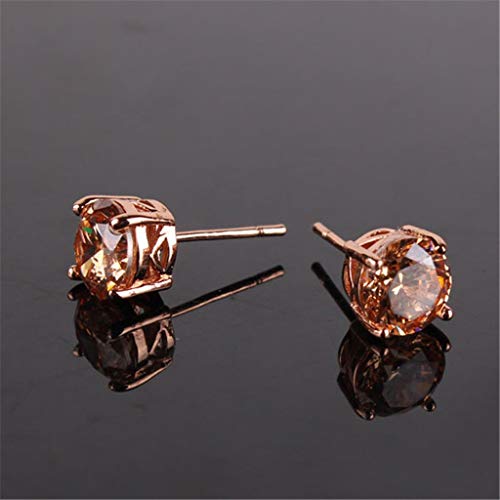 Rose Gold Yellow Crystal Eternity Stud Earring Set