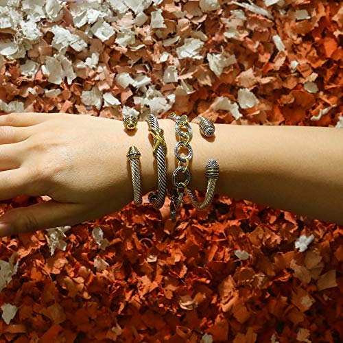 Mytys 2-Tone Circles Chain Bracelet: Designer Styled Statement