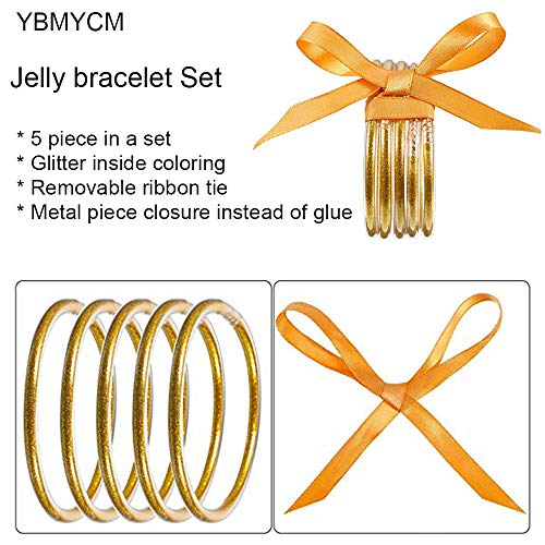 Glitter Jelly Bangles Bracelets Set for Women and Girls