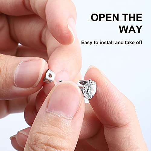 12 Pairs Silver CZ Stud Earrings Set