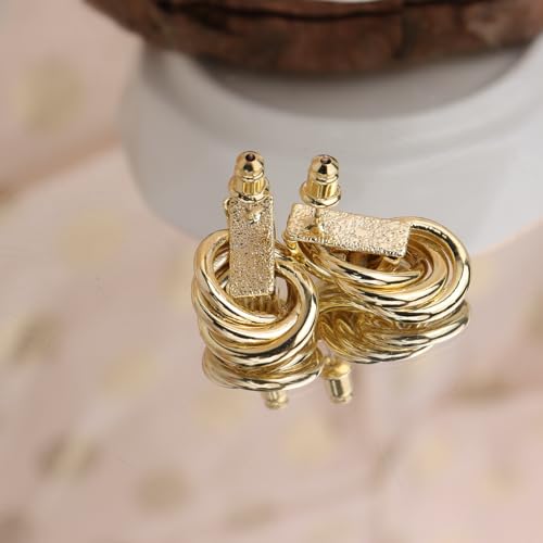 Gold Geometric Knot Stud Earrings: Chunky Trendy Fashion