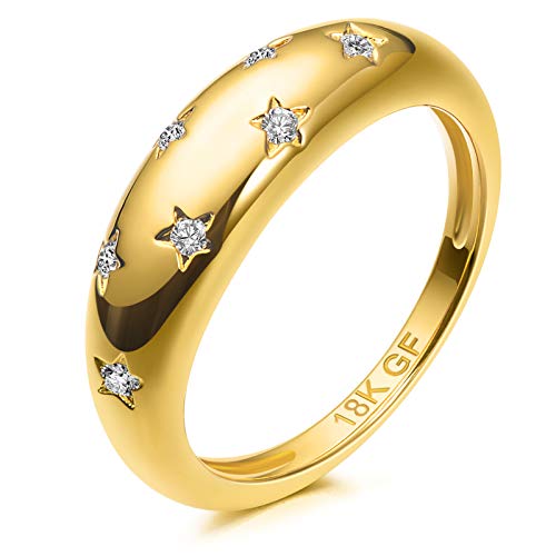 AllenCOCO Gold Plated Cubic Zirconia Stackable Rings Women