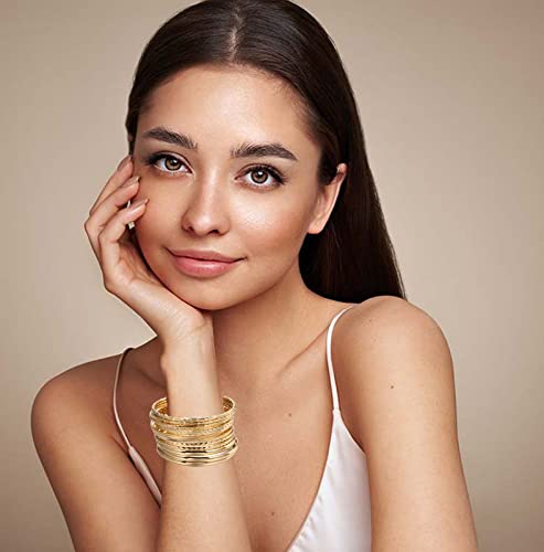 Gold Plated Indian Boho Bangle Stackable Bracelets Women