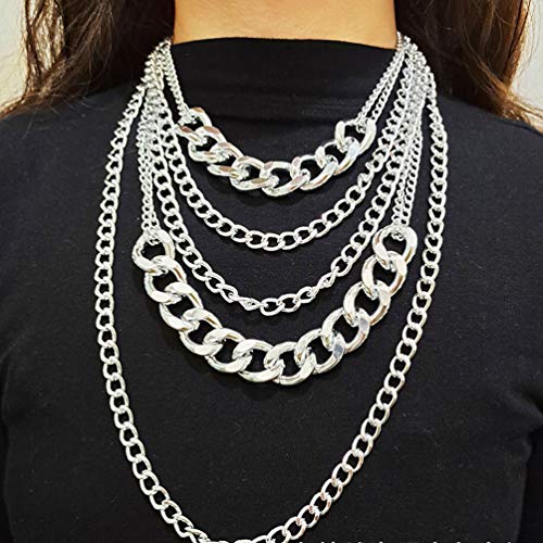 Chunky Punk Chain Multilayer Statement Collar Necklace