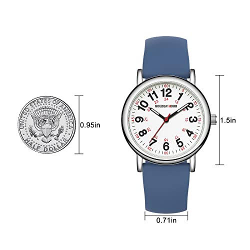 Navy Blue Nurse Watch with 24-hour Dial