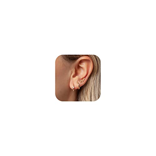 Gold Earring Sets for Multiple Piercing, Hypoallergenic Studs