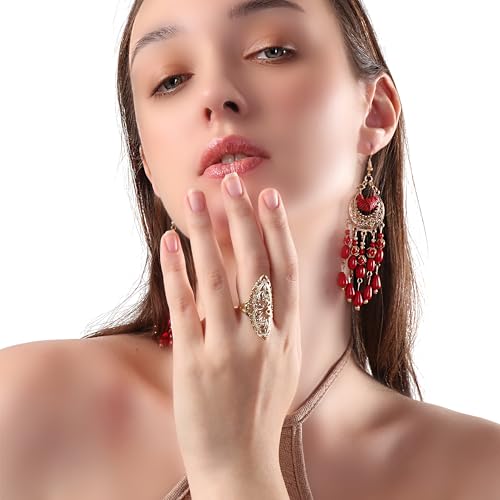 QOBEBOTA Size 9 18K Gold Plated Flower Statement Ring