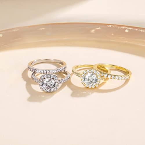 EAMTI 1.25CT Sterling Silver CZ Bridal Rings Set