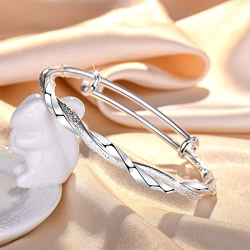 Adjustable Sterling Silver Bangle Bracelets - Perfect Gift