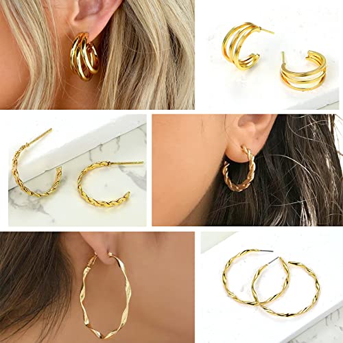 Gold Hoop Earrings Set for Women and Girls