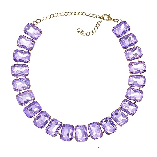 Colorful Gemstone Rhinestone Choker Necklace for Women