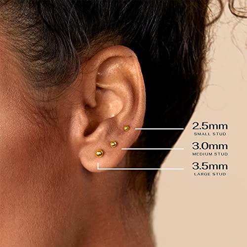 14K Gold Plated Sterling Silver Ball Stud Earrings
