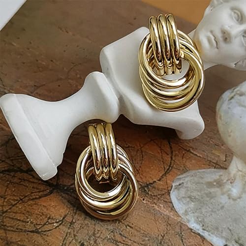 Gold Geometric Knot Stud Earrings: Chunky Trendy Fashion