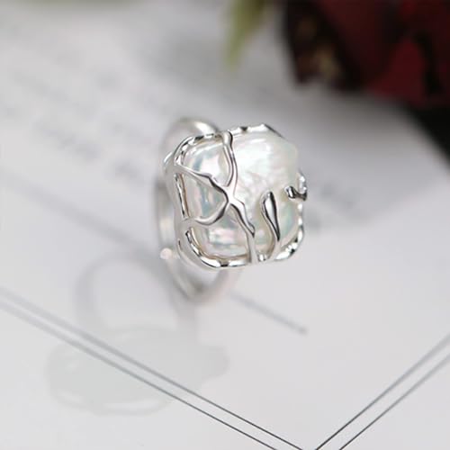 Baroque Pearl 925 Silver Fashion Statement Ring