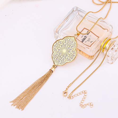 MOLOCH Disk Circle Pendant Necklace Set - Quatrefoil Gold